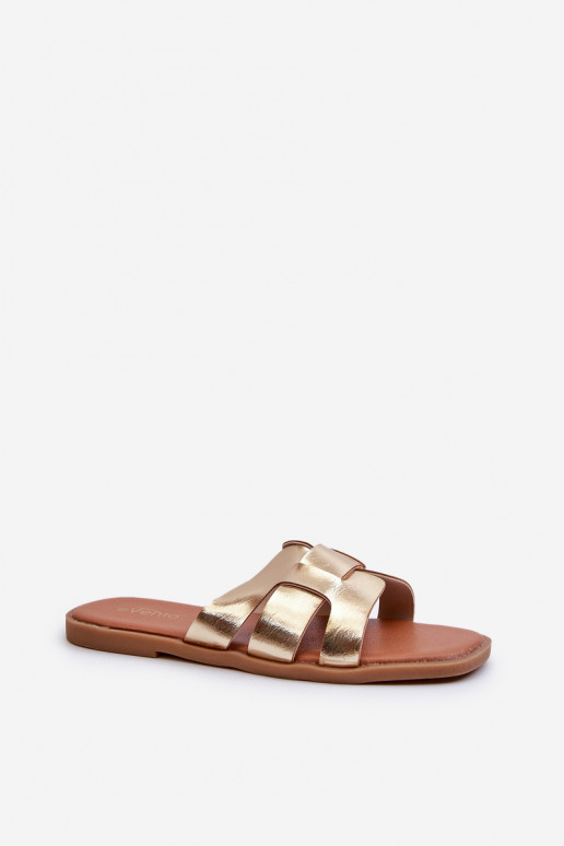 Infradito da donna con suola piatta realizzate in ecopelle Risamay colore oro