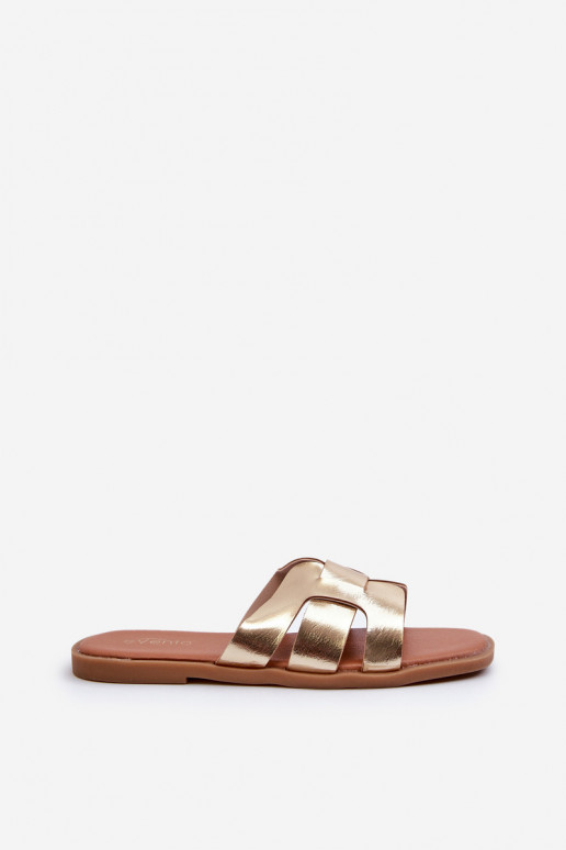 Infradito da donna con suola piatta realizzate in ecopelle Risamay colore oro