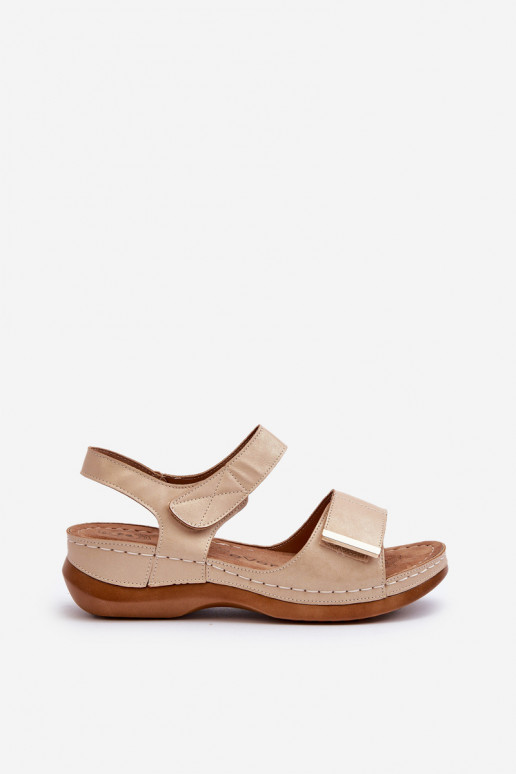 Comodi sandali da donna con chiusure adesive beige Iphiope
