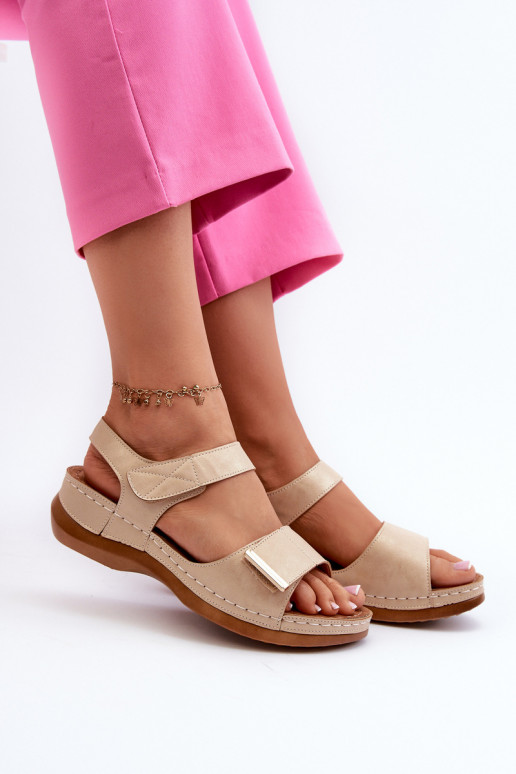 Comodi sandali da donna con chiusure adesive beige Iphiope