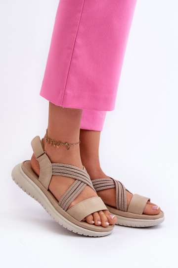 Comodi sandali con chiusure adesive nel colore beige Ceclea 2