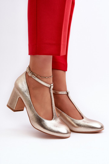 Scarpe realizzate in ecopelle con tacco Raniyah color oro