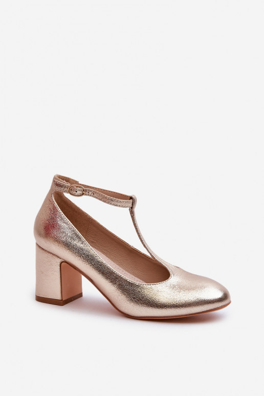 Scarpe realizzate in ecopelle con tacco Raniyah color oro