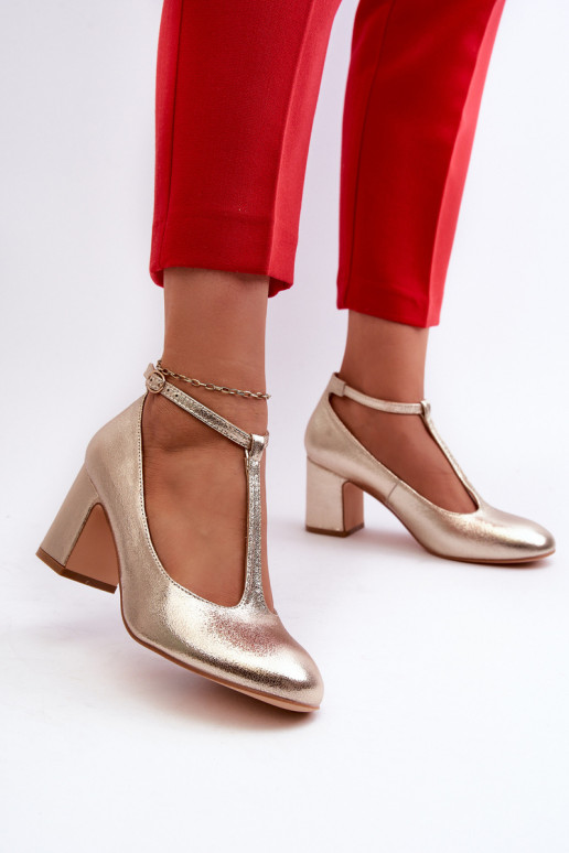 Scarpe realizzate in ecopelle con tacco Raniyah color oro