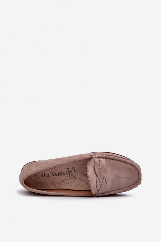 Mocassini da donna in camoscio organico, Nestalia beige scuro