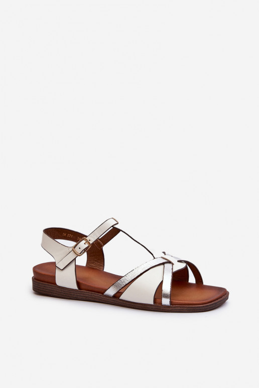 Sandali bassi da donna realizzati in eco pelle Sergio Leone SK071H colore bianco