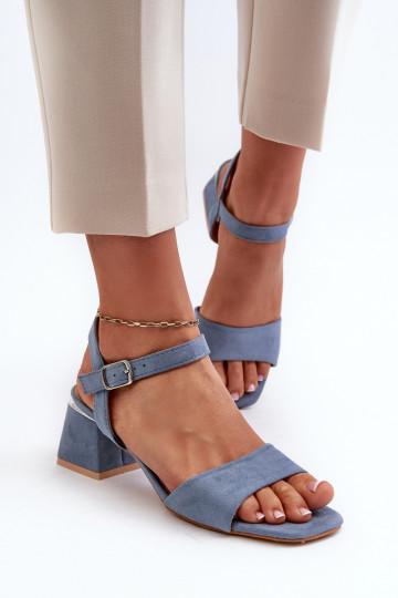 Sandali da donna in camoscio organico, colore blu leisha