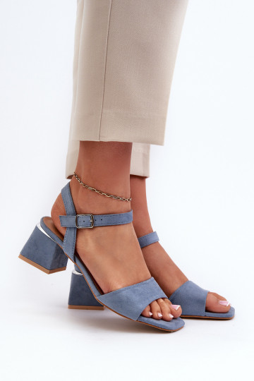 Sandali da donna in camoscio organico, colore blu leisha 2