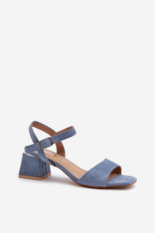 Sandali da donna in camoscio organico, colore blu leisha Sandali da donna in camoscio organico, colore blu leisha