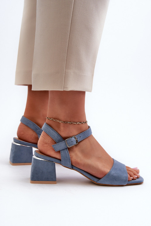 Sandali da donna in camoscio organico, colore blu leisha Sandali da donna in camoscio organico, colore blu leisha