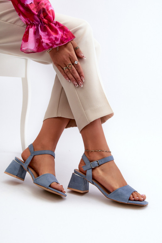 Sandali da donna in camoscio organico, colore blu leisha Sandali da donna in camoscio organico, colore blu leisha