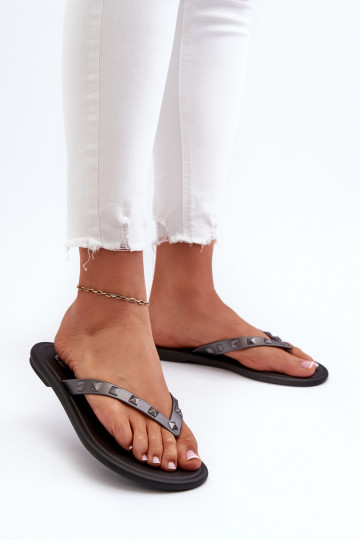 Pantofole Elastyczne con suola piatta JJ285297 grigio-nero