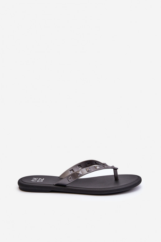 Pantofole Elastyczne con suola piatta JJ285297 grigio-nero