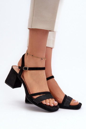 Eleganti sandali con tacco alto Z Błyszczącym in colore nero Tessata 2
