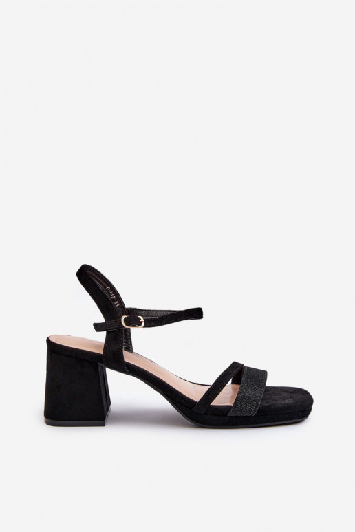 Eleganti sandali con tacco alto Z Błyszczącym in colore nero Tessata