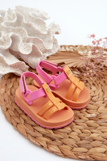 Sandali da bambino con chiusure adesive LL385026 colore arancio