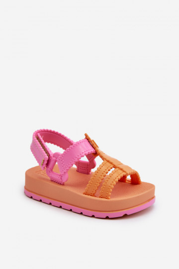 Sandali da bambino con chiusure adesive LL385026 colore arancio 2