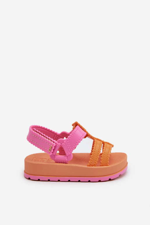 Sandali da bambino con chiusure adesive LL385026 colore arancio