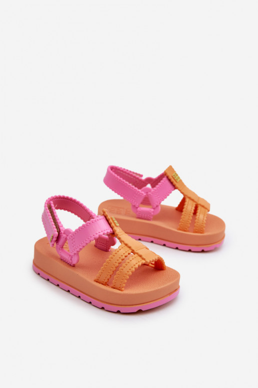Sandali da bambino con chiusure adesive LL385026 colore arancio