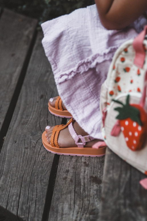 Sandali da bambino con chiusure adesive LL385026 colore arancio Sandali da bambino con chiusure adesive LL385026 colore arancio