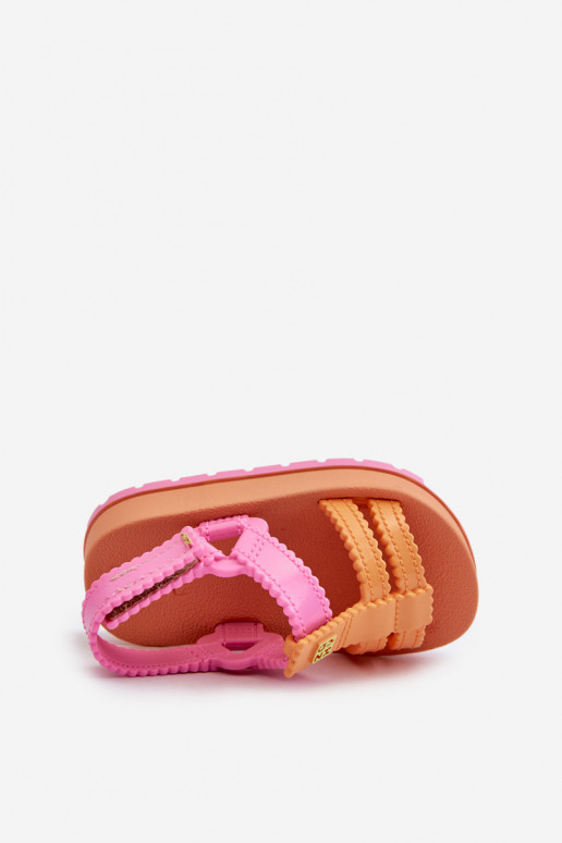 Sandali da bambino con chiusure adesive LL385026 colore arancio