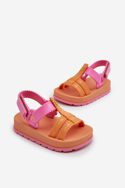 Sandali da bambino con chiusure adesive LL385026 colore arancio