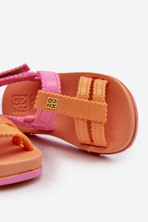 Sandali da bambino con chiusure adesive LL385026 colore arancio