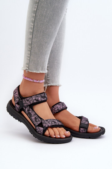 Sandali da donna stile sportivo Lumeria nera e rosa