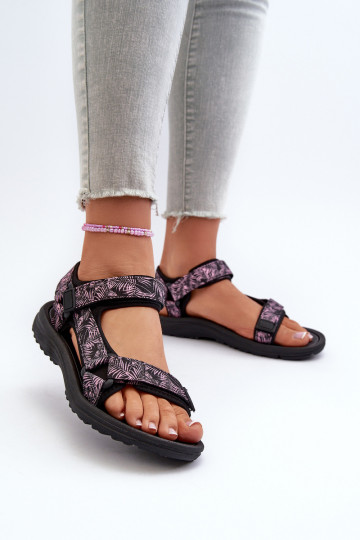 Sandali da donna stile sportivo Lumeria nera e rosa 2