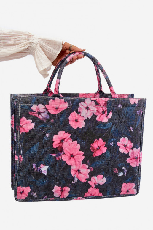 Borsa con fiori Mooch nero e rosa