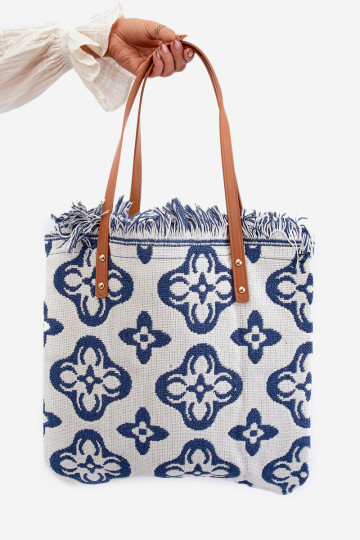 Wzorzysta Borsa a mano intrecciata/Borsa da spiaggia Bianca Sadhara