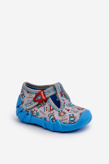 Comode pantofole per bambini BEFADO 110N483 blu-grigio