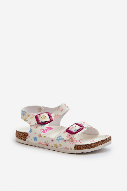 sandali Bambini con fiori con fibbie in colore bianco Memoria
