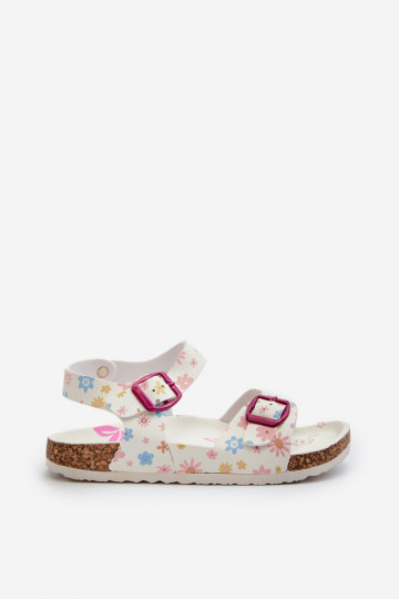 sandali Bambini con fiori con fibbie in colore bianco Memoria 2