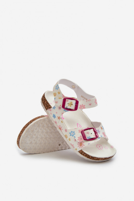 sandali Bambini con fiori con fibbie in colore bianco Memoria