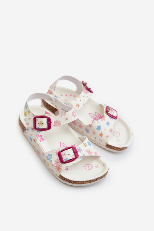 sandali Bambini con fiori con fibbie in colore bianco Memoria