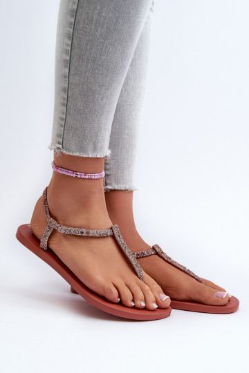 infradito con glitter 26914 Ipanema Class Brilha Fem colore corallo 2