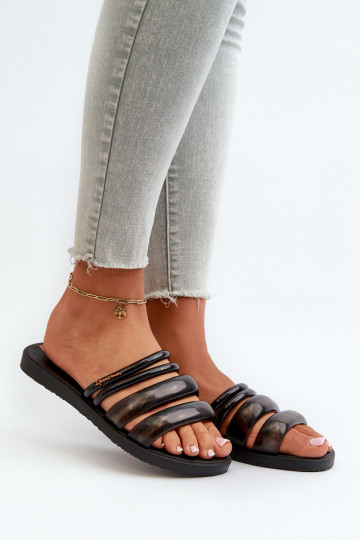 Pantofole piatte in gomma da donna 26727 Ipanema Puffer Tiras Fem colore nero 2