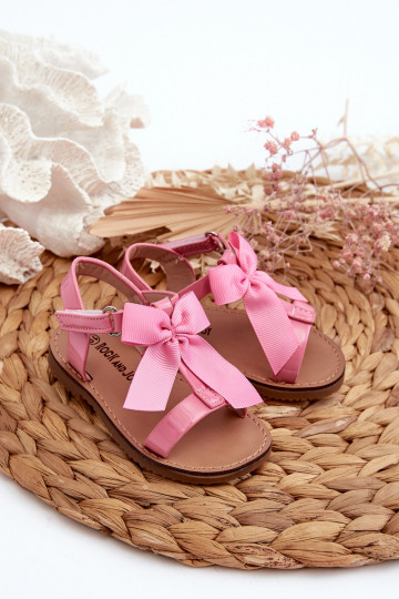 Sandali laccati Bambino con nastri con chiusura adesiva rosa Joratia