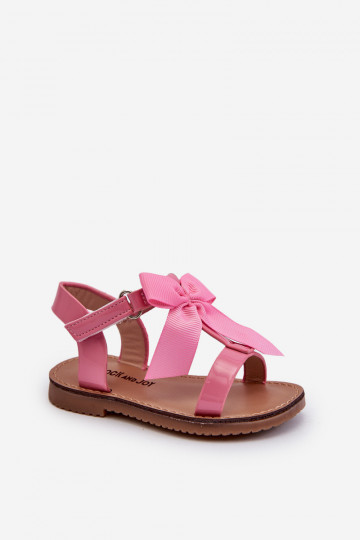 Sandali laccati Bambino con nastri con chiusura adesiva rosa Joratia 2