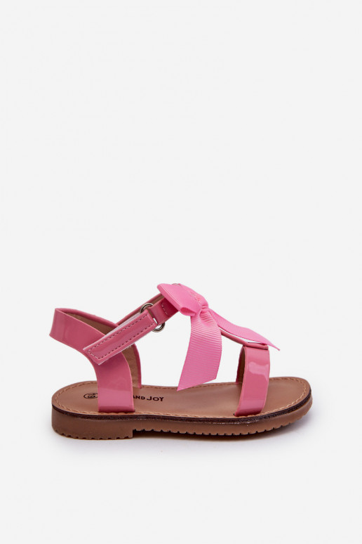 Sandali laccati Bambino con nastri con chiusura adesiva rosa Joratia