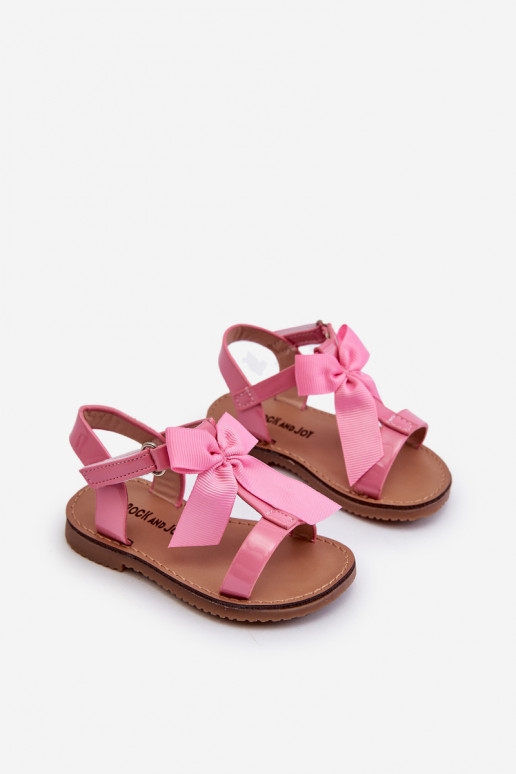 Sandali laccati Bambino con nastri con chiusura adesiva rosa Joratia
