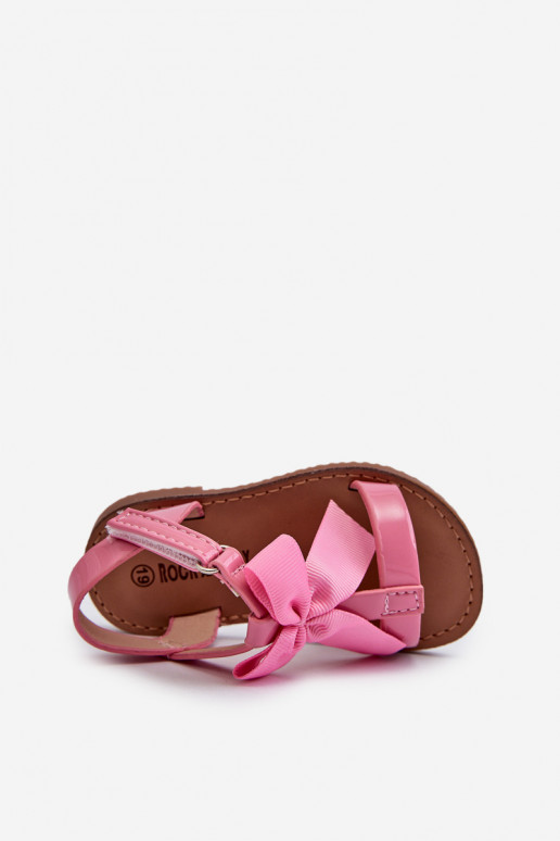 Sandali laccati Bambino con nastri con chiusura adesiva rosa Joratia