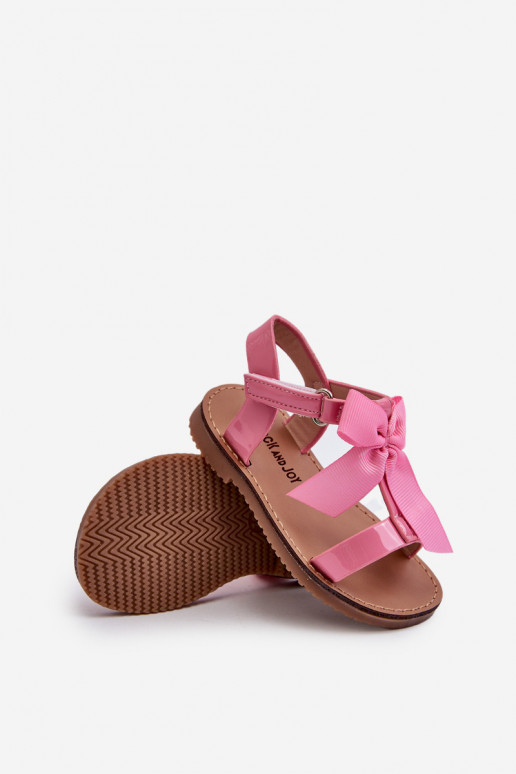 Sandali laccati Bambino con nastri con chiusura adesiva rosa Joratia
