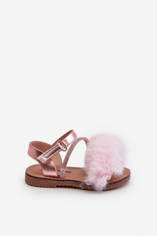 sandali Bambini con chiusure adesive con pelliccia rosa Rosavere