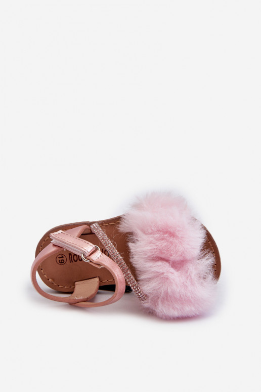 sandali Bambini con chiusure adesive con pelliccia rosa Rosavere