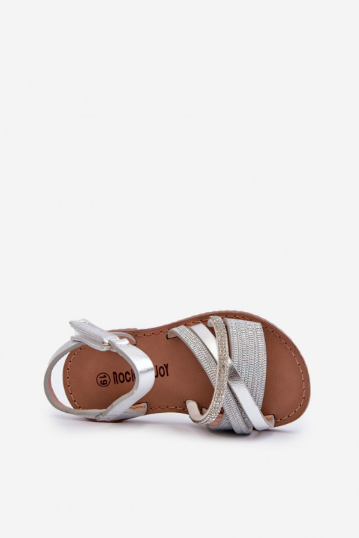 con lucentezza Sandali per bambini con chiusure adesive, colore argento Delphina