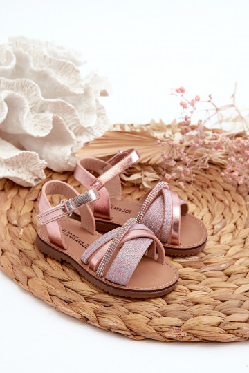 con lucentezza Sandali per bambini con chiusure adesive rosa Delphina