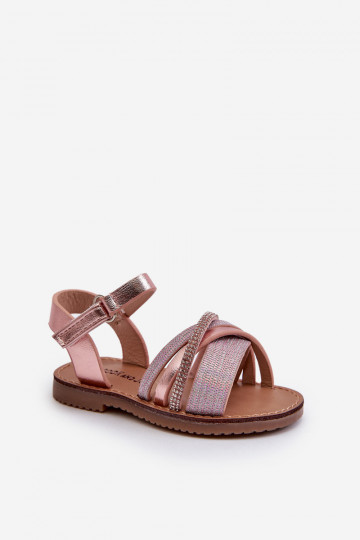con lucentezza Sandali per bambini con chiusure adesive rosa Delphina 2