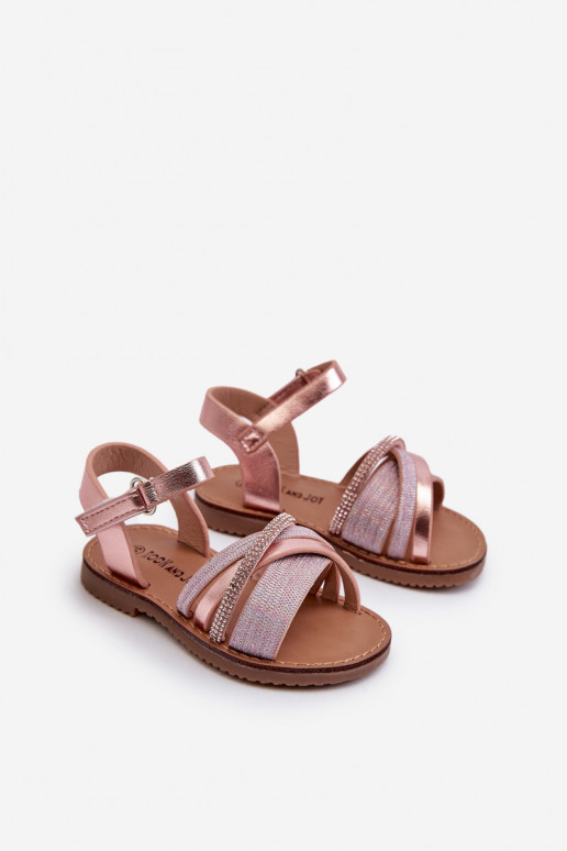 con lucentezza Sandali per bambini con chiusure adesive rosa Delphina con lucentezza Sandali per bambini con chiusure adesive rosa Delphina